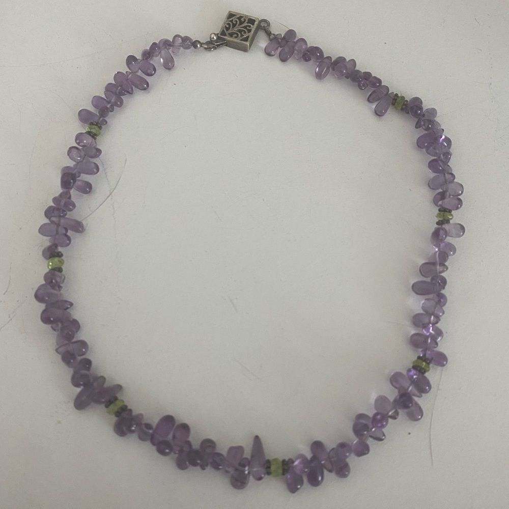 Amethyst & Peridot Necklace 15”